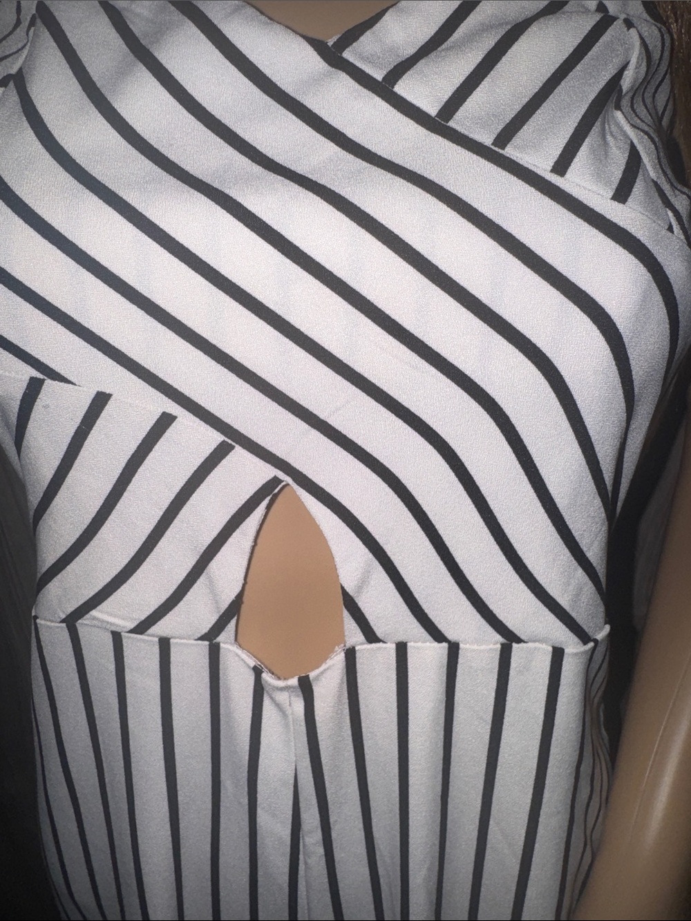 Striped Strapless Jumpsuit with Front Keyhole - Picture 3 of 4